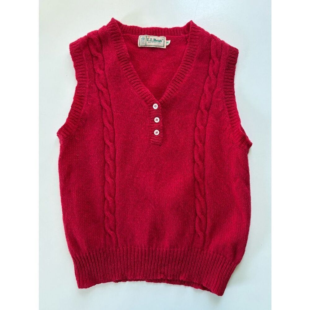 L.L.Bean Vintage Wool Red Sweater Vest